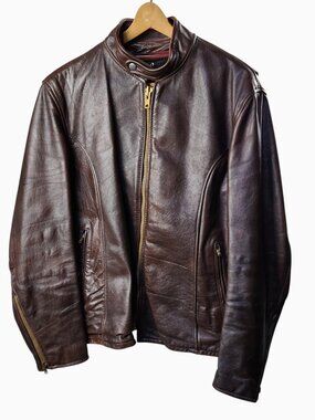 VTG Lesco Leather Jacket Men’s 44 • Brown Zip Front • Lined • Classic Moto Style